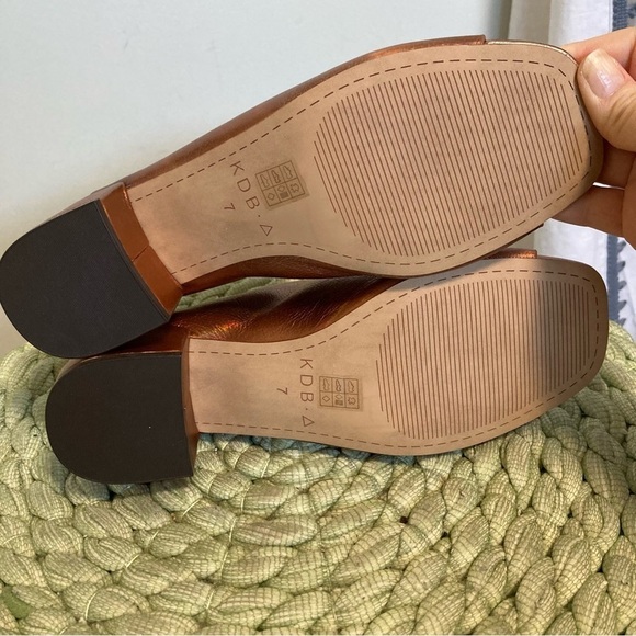 NWOB Kelsi Dagger Brooklyn Sabrale Metallic Cooper Leather Peep Toe Slide Sandal - Picture 9 of 11